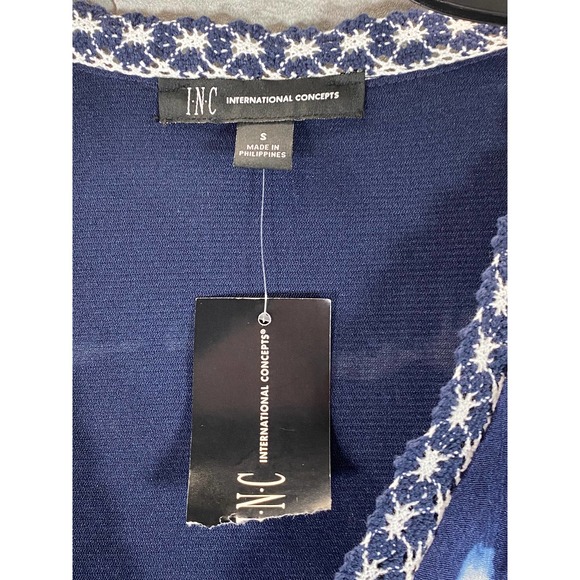 INC International Women's Fiona Tie-Dye V-Neck 3/4 Sleeve Crochet Mini Dress SZS - Picture 12 of 12